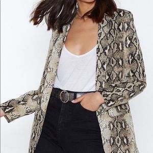 Nastygal Snakeskin Relaxed Blazer NWT